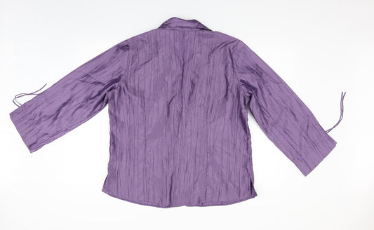 Mens UK Size 16 EWM Purple Button-Up Long Sleeve Casual Shirt