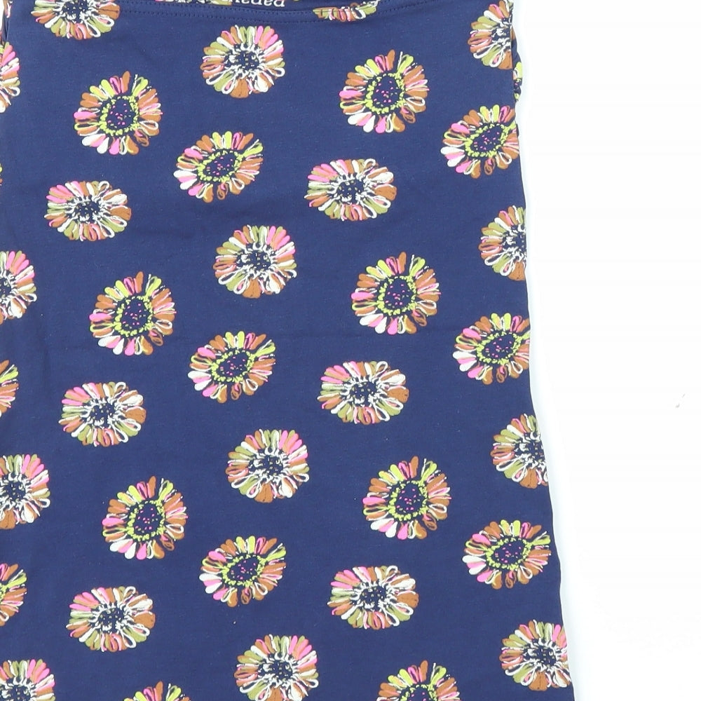 Papaya Womens Blue Floral Basic Blouse Size 8