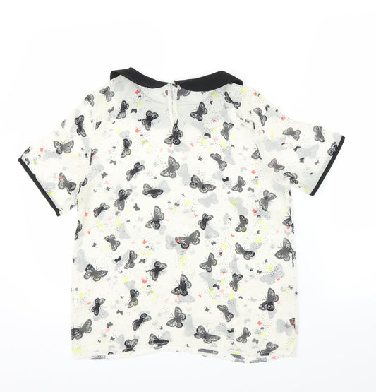 Primark Womens Ivory Animal Print Basic Blouse Size 8