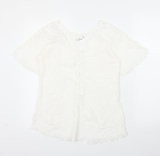 A Costa Womens White Basic Blouse Size M