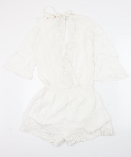 Womens UK Size 8 F&F One-Piece White Romper