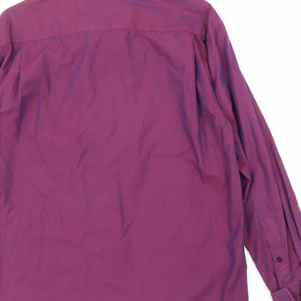 Mens UK Size S Florence & Fred Purple Button-Up Long Sleeve Casual Shirt