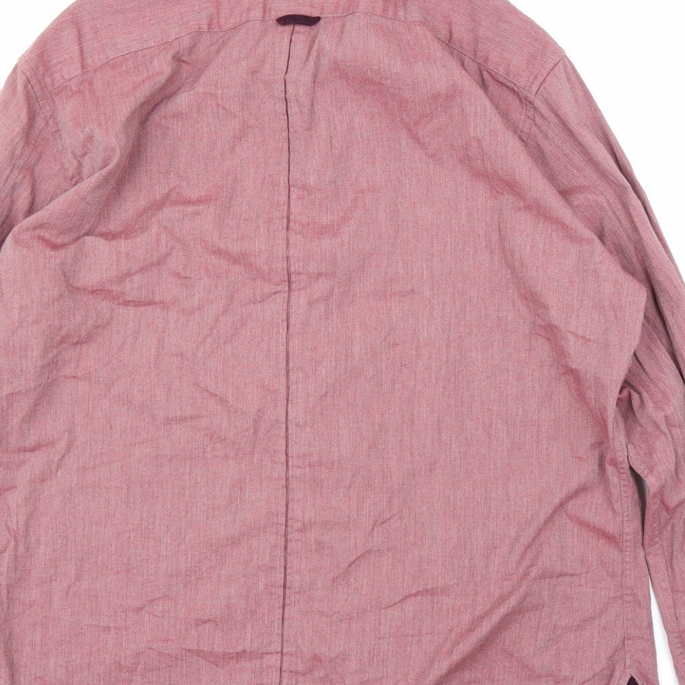 Mens UK Size L Remus Uomo Purple Button-Up Long Sleeve Casual Shirt
