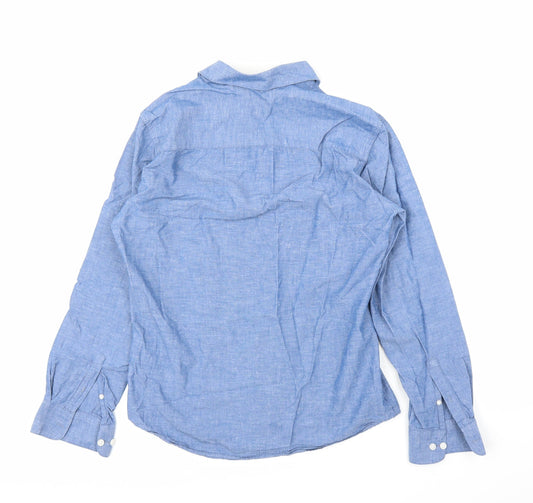 Select Homme Mens Blue Button-Up Size 15.5