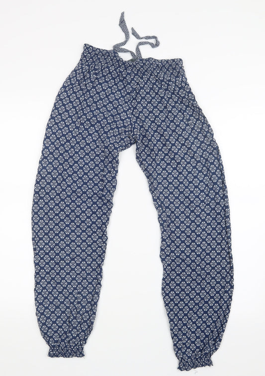 Love to Lounge Womens Blue Geometric Trousers Size 6 L26 in