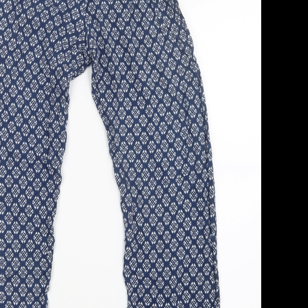 Love to Lounge Womens Blue Geometric Trousers Size 6 L26 in