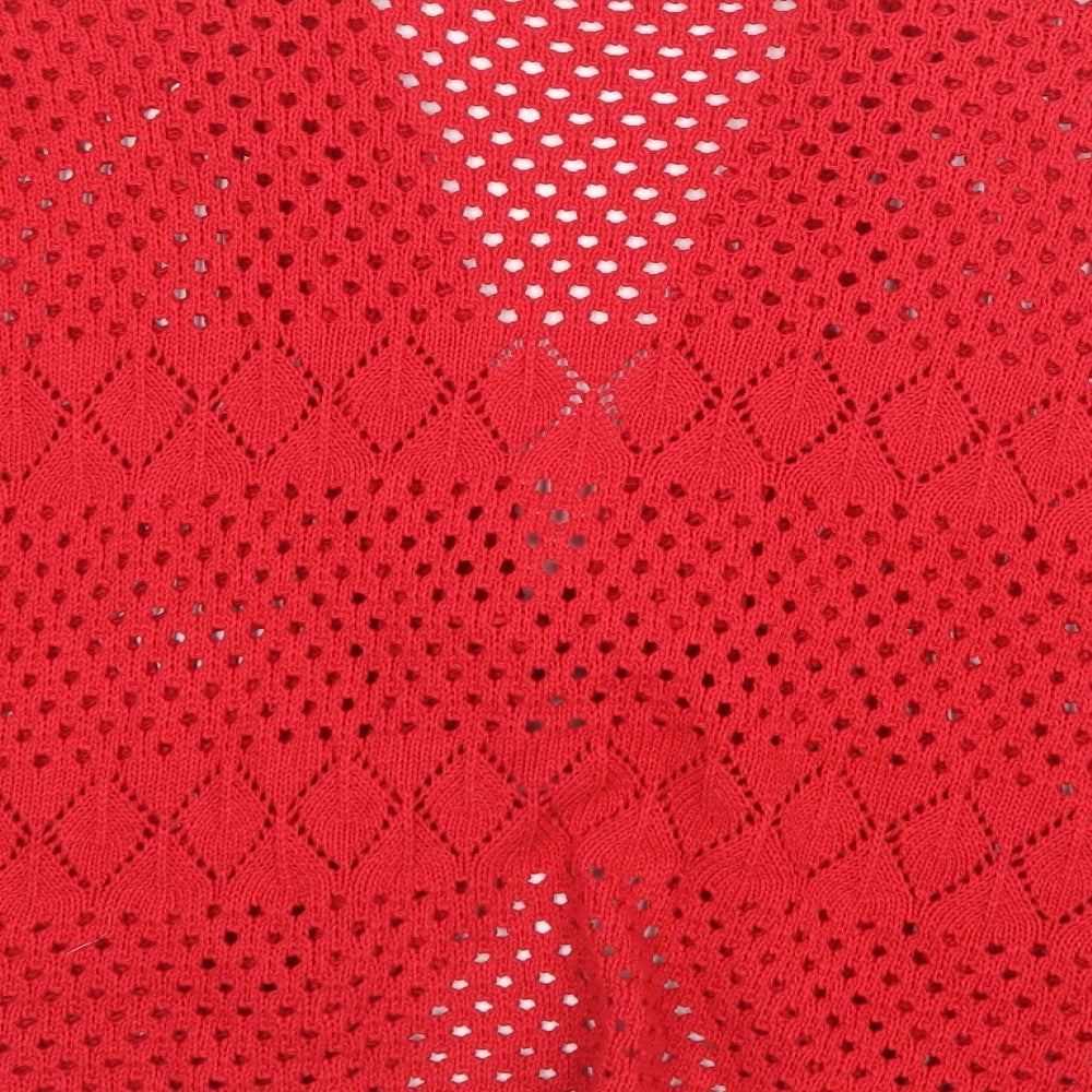 CHIC Womens Red Knit Cardigan Jumper Size M