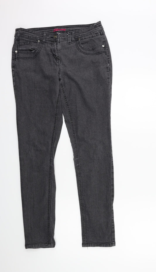 Womens UK Size 12 Debenhams Regular Fit Skinny Grey Jeans