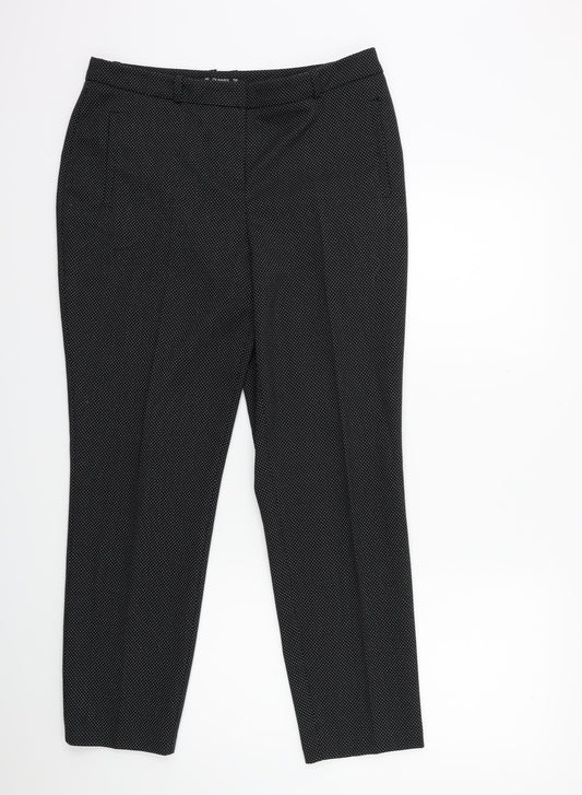 Dunnes Stores Womens Black Polka Dot Trousers Size 14 L27 in