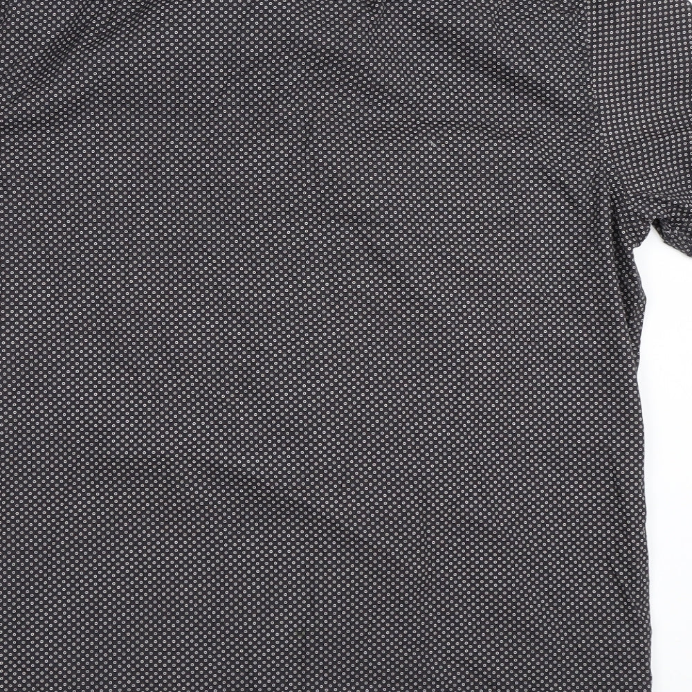 Mens UK Size L NEXT Grey Button-Up Short Sleeve Casual Shirt