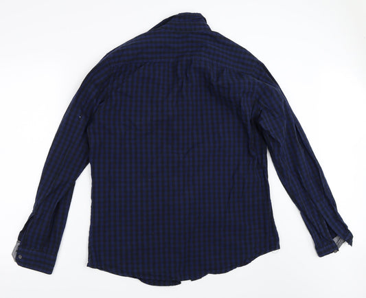 Industrialize Mens Blue Check Button-Up Size L