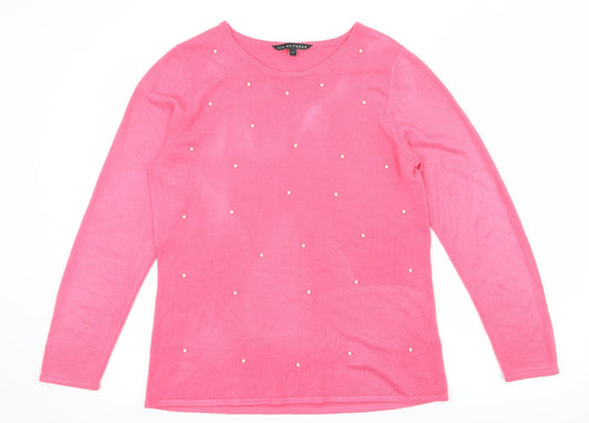 Bonmarché Womens Pink Knit Pullover Jumper Size 14