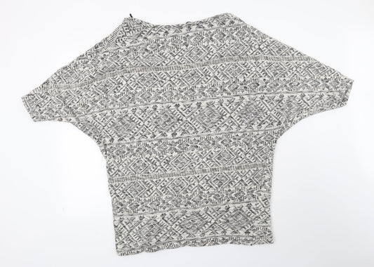 Atmosphere Womens White Geometric Cardigan Jumper Size S
