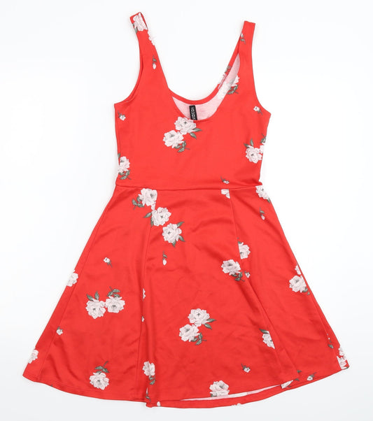 Divided Womens Red Floral Mini Size 8