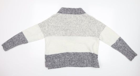 Papaya Womens Grey Striped Pullover Jumper Size M
