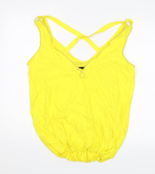 Womens UK Size 16 F&F Yellow Basic Blouse