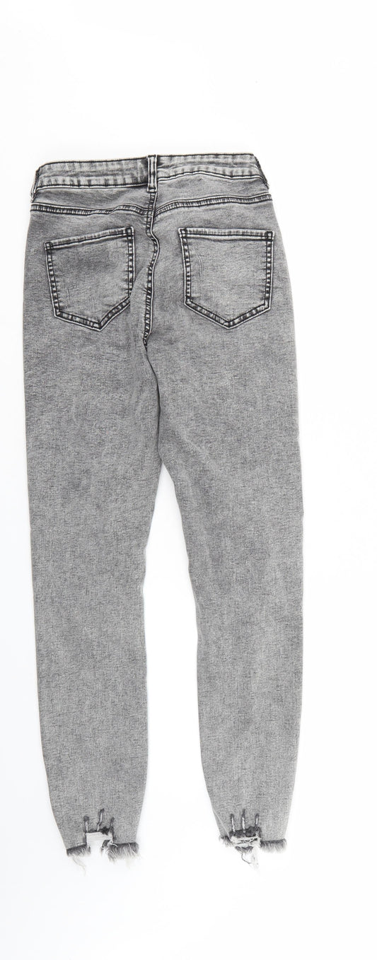 Denim & Co. Womens Grey Denim Tapered Jeans Size 12 L27 in - Elastic Waist