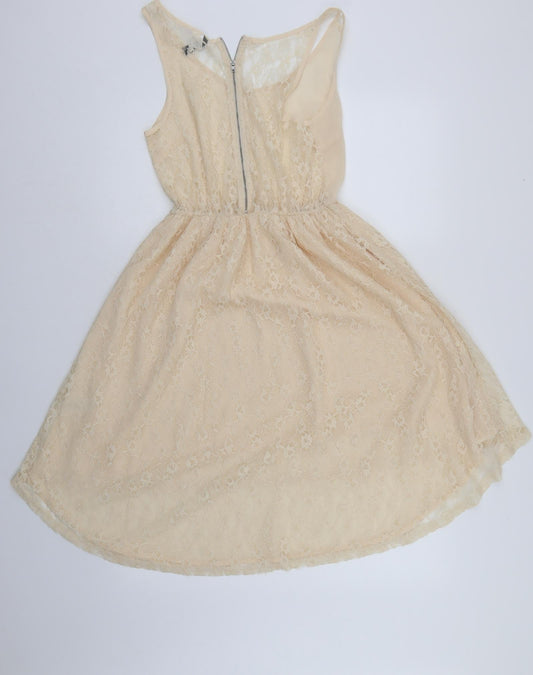 Divided Womens Ivory Floral Ball Gown Size 8 - floral lace detail