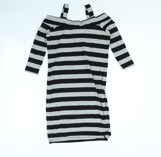 Atmosphere Womens Grey Striped Mini Size 10