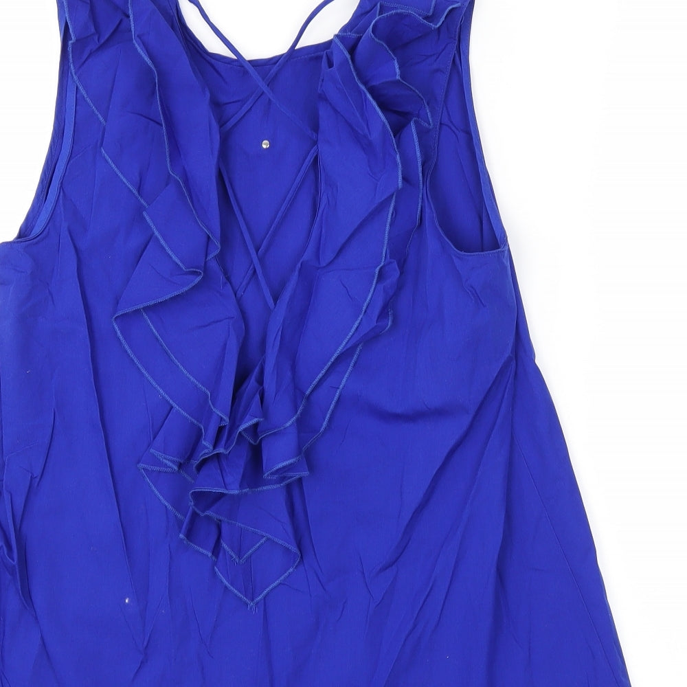 Womens UK Size S Zara Blue Basic Blouse