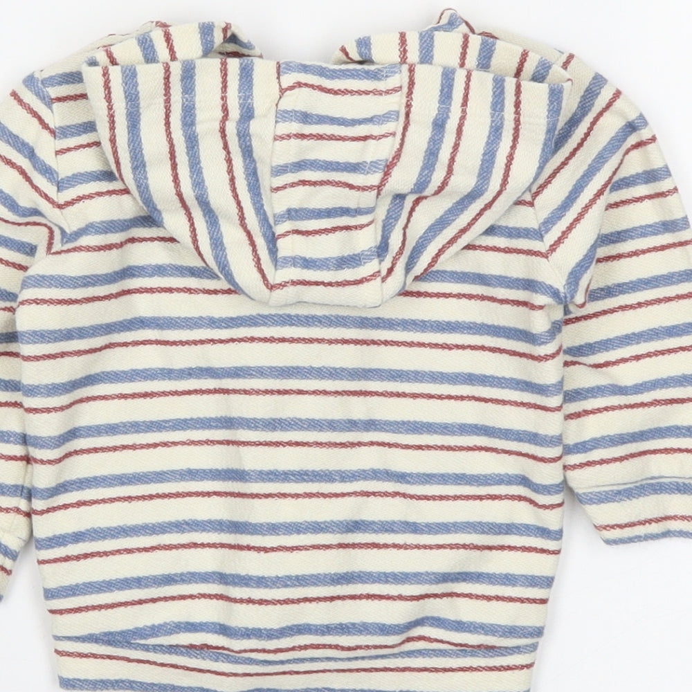 M&S Boys Beige Striped Full Zip Jumper Size 6-9 Months