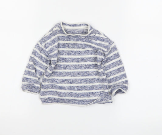 George Boys Blue Striped Pullover Jumper Size 3-6 Months