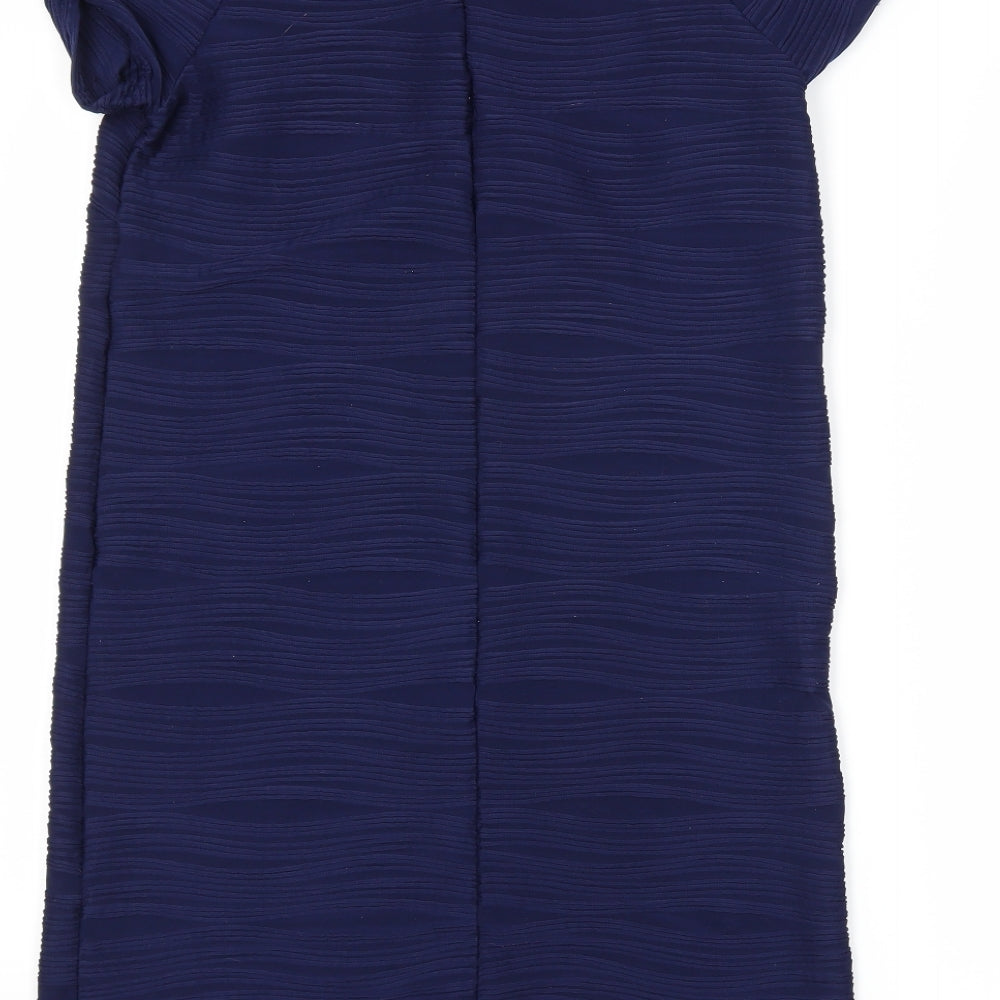 Brand and care label for Atmosphere women’s blue pencil dress, size UK 10