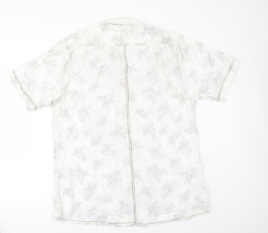 George Mens Beige Floral Button-Up Size L