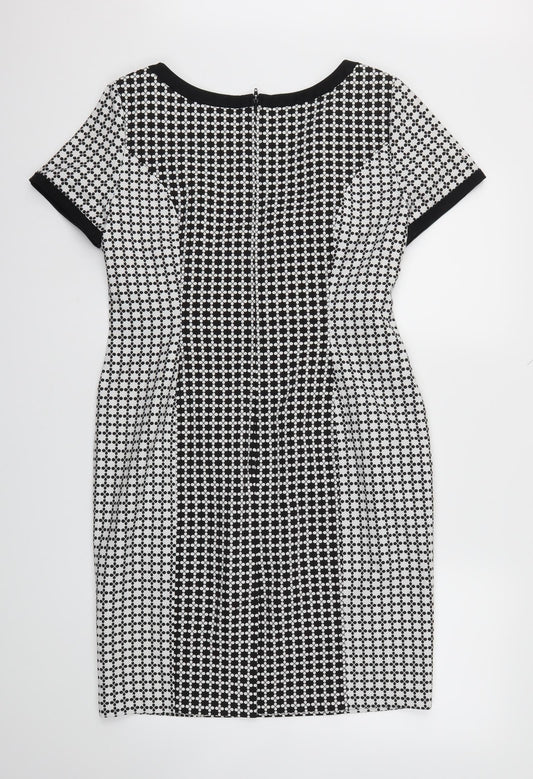 George Womens Black Floral Fit & Flare Size 14