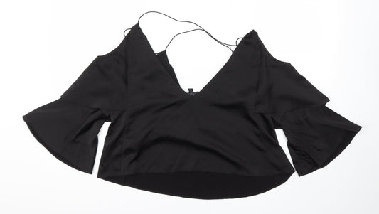 Womens UK Size 10 Topshop Black Basic T-Shirt