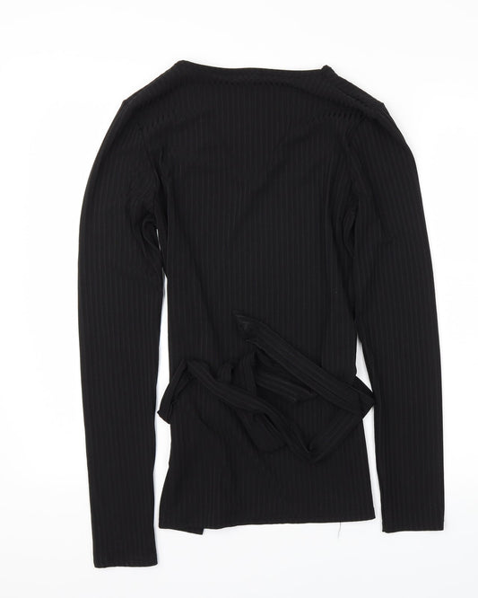 Boohoo Womens Black Houndstooth Basic T-Shirt Size 14