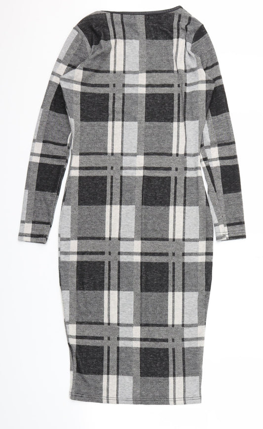 River Island Womens Grey Check A-Line Size 8