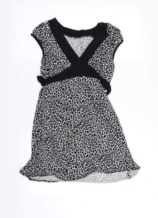 Womens Black Geometric T-Shirt Dress Size 10