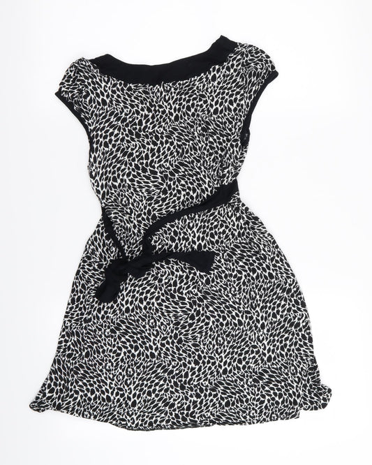 Preworn Womens Black Geometric T-Shirt Dress Size 10