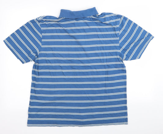 DUNNES Mens Blue Striped Polo Size L