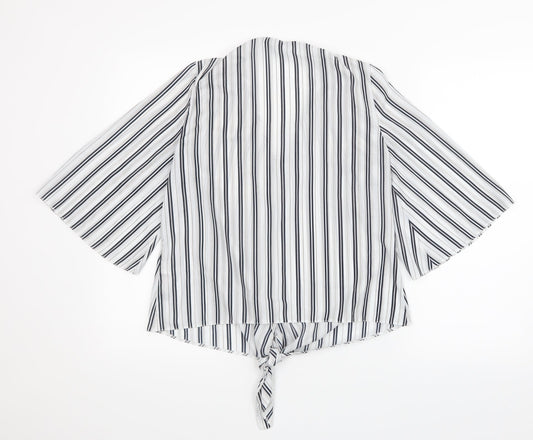 F&F Womens White Striped Basic Blouse Size 10