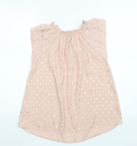 Dorothy Perkins Womens Pink Polka Dot Mesh Basic Blouse Size 8