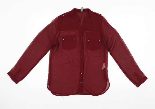 Womens UK Size 10 iNFLUENCE Red Basic Button-Up