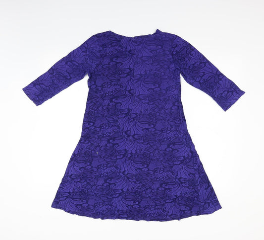 Back view of Atmosphere women’s purple geometric fit & flare, size UK 12