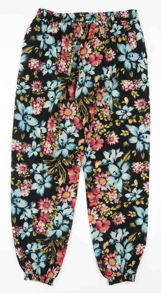Parisian Womens Multicoloured Floral Trousers Size 12 L30 in - Pink and Blue Flowers