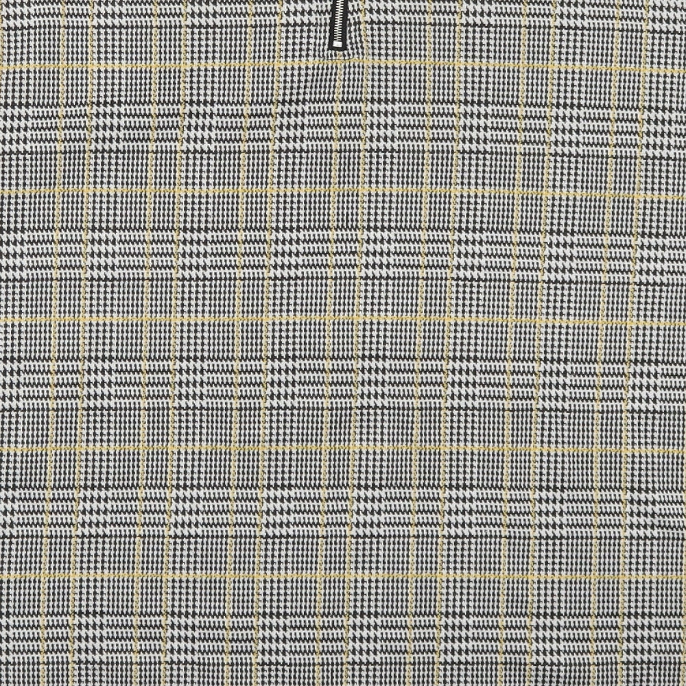 Primark Womens Grey Check Basic T-Shirt Size 14 - Yellow