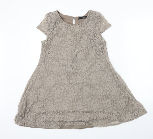 Additional front view of Atmosphere women’s grey floral a-line, size UK 10