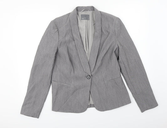 Womens UK Size 12 Papaya Regular Grey Blazer