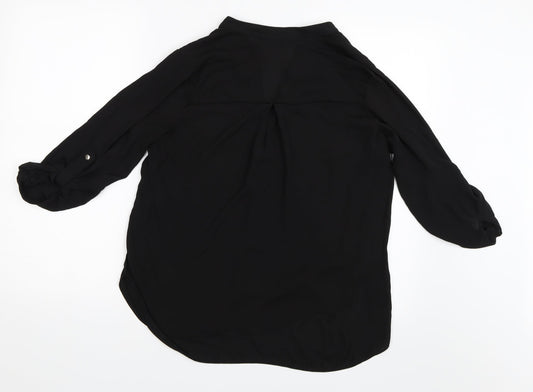 Womens UK Size 10 Dorothy Perkins Black Basic Button-Up