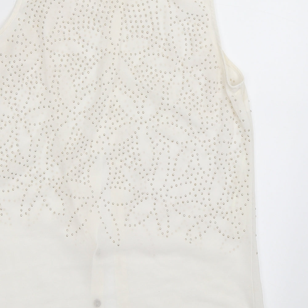 Womens UK Size 10 Dotti White Basic Button-Up