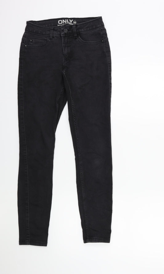 Womens UK Size S Only Regular Fit Skinny Black Jeans