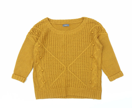 Yessica Womens Yellow Pullover Jumper Size S