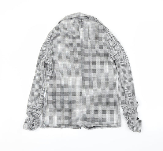 Boohoo Womens Grey Houndstooth Cardigan Jumper Size 8