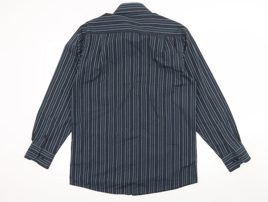 George Mens Blue Striped Button-Up Size 15