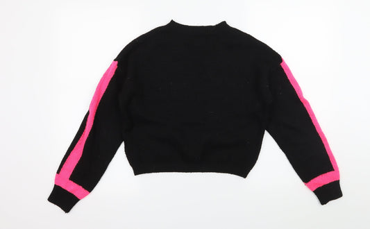 Primark Womens Black Striped Knit Pullover Jumper Size 6